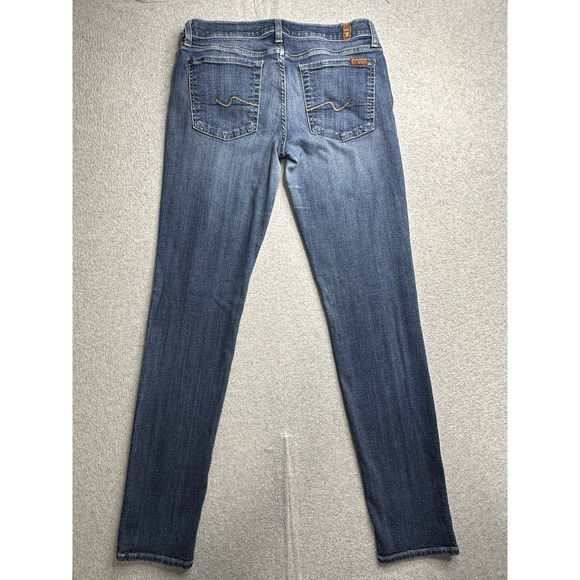 7 For All Mankind Roxanne Jeans Womens 32 Blue Skinny Stretch Denim Mid Rise